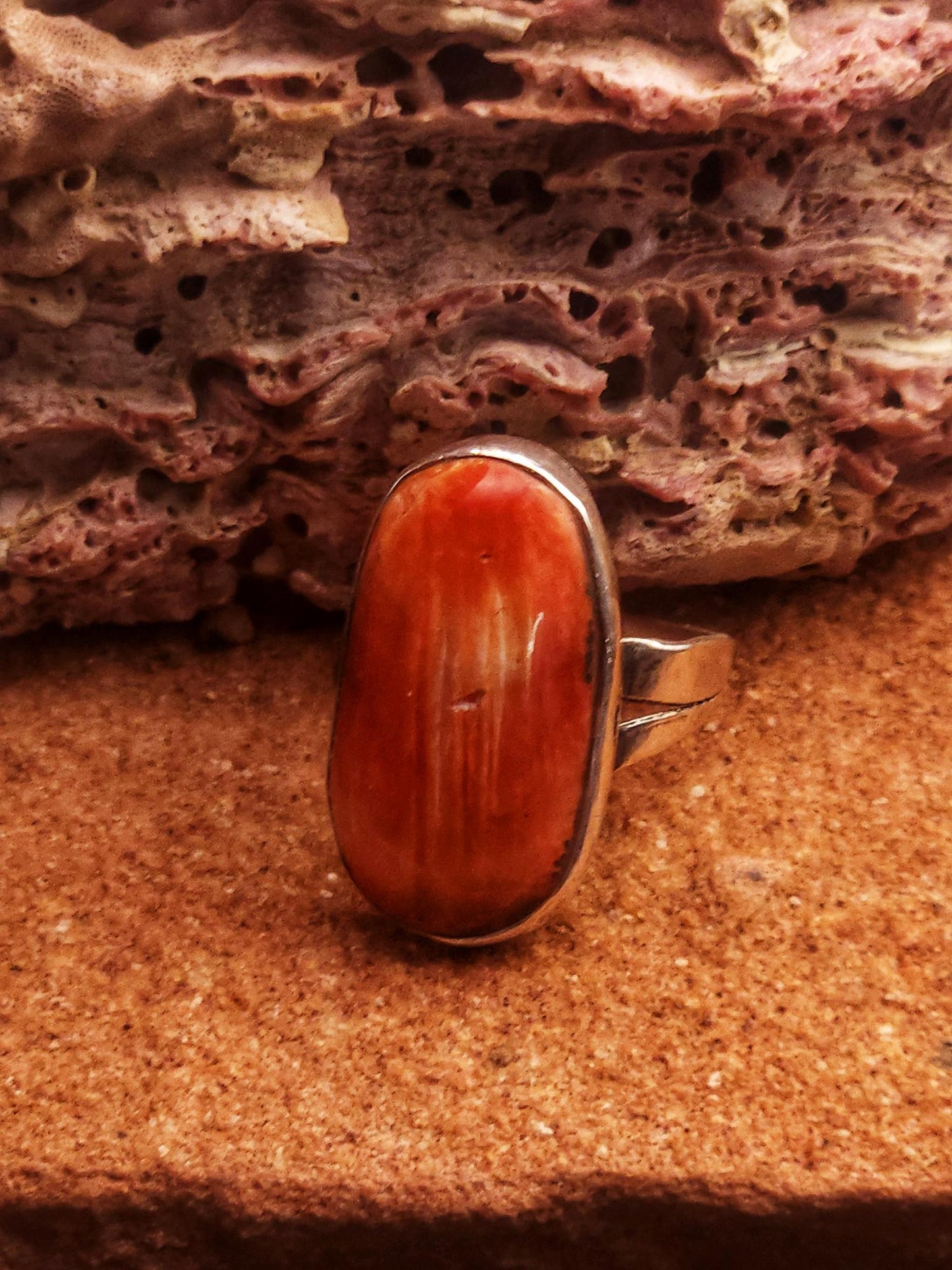 Orange Spiny Oyster Shell Ring