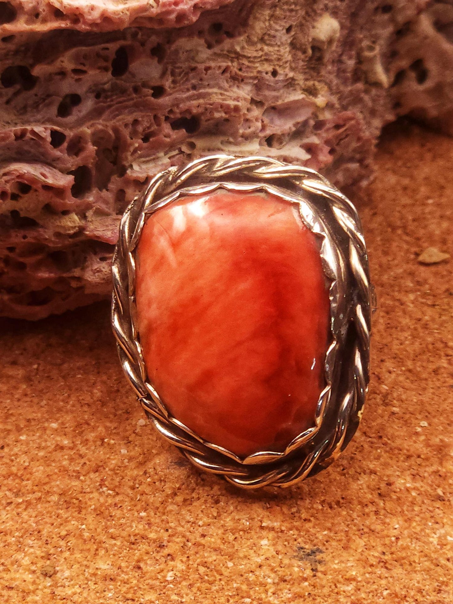 Orange Spiny Oyster Shell Ring