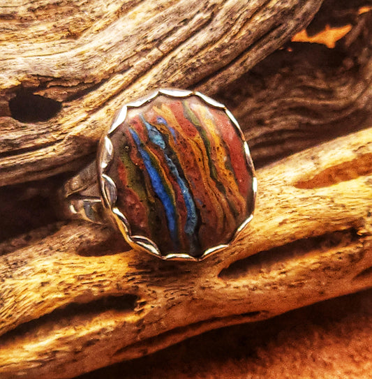 Rainbow Calsilica Ring