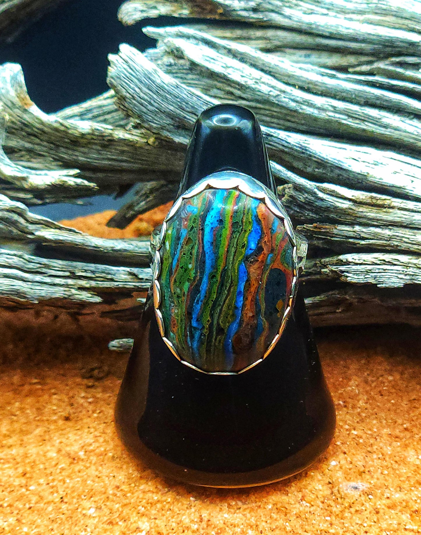 Rainbow Calsilica Ring