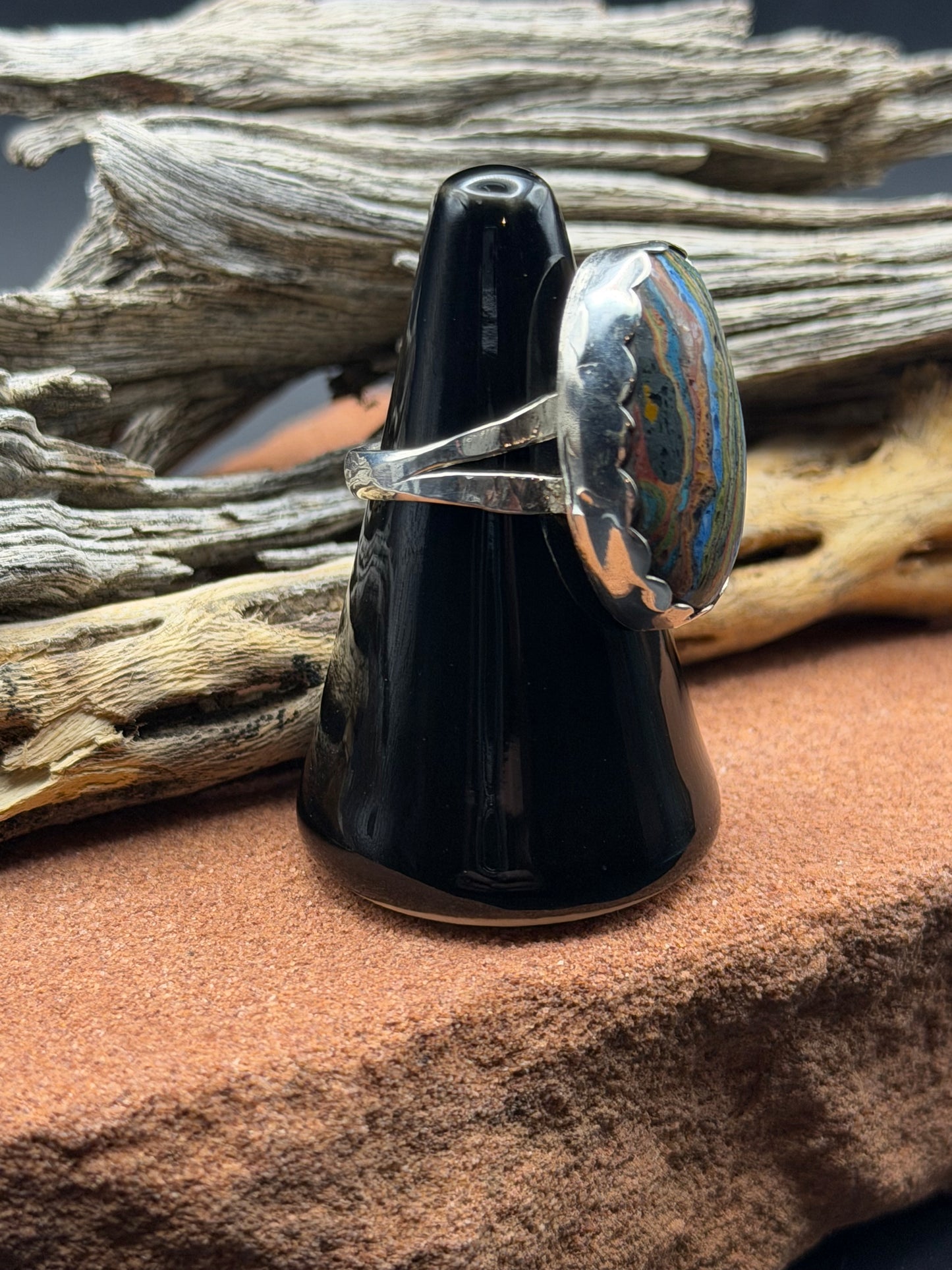 Rainbow Calsilica Ring