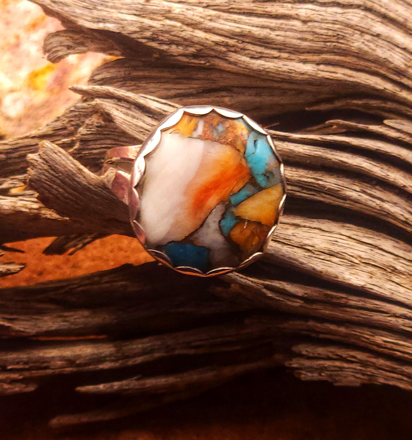 Turquoise with Spiny Oyster Shell Ring